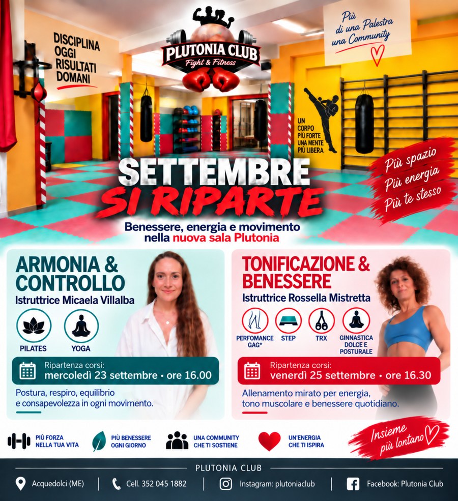 Locandina corsi fitness Plutonia Club